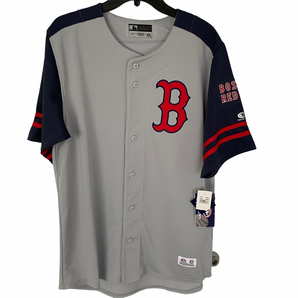 Boston Red Socks gray blue and red jersey